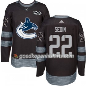 Vancouver Canucks Daniel Sedin 22 1917-2017 100th Anniversary Adidas Zwart Authentic Shirt - Mannen